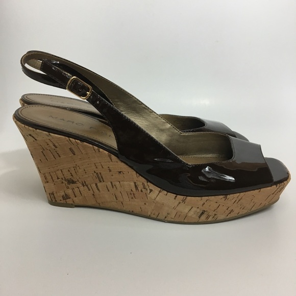 Marc Fisher Shoes - Marc Fisher patent leather cork wedges slingback